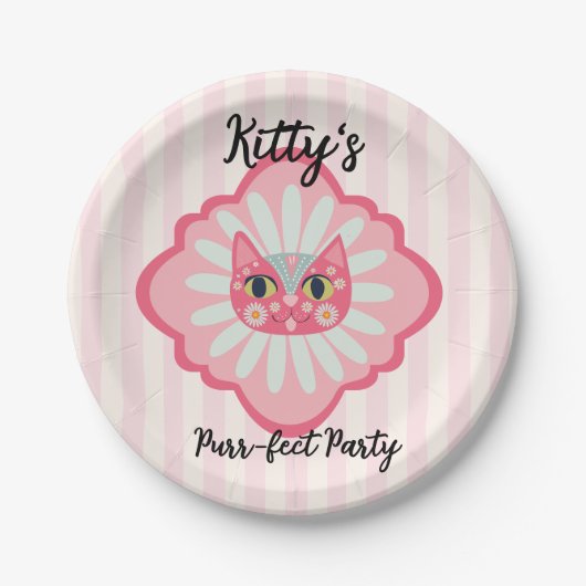 Assiettes En Carton Daisy Kitty Visage Purr-fect fête d'anniversaire (Devant)