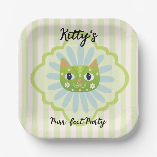 Assiettes En Carton Daisy Kitty Visage Purr-fect fête d'anniversaire (Recto)