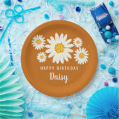 Assiettes En Carton Daisy nom heureux fête d'anniversaire boho design  (Fête)