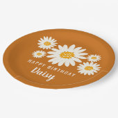 Assiettes En Carton Daisy nom heureux fête d'anniversaire boho design  (Angle)