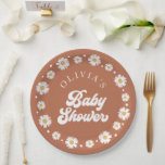 Assiettes En Carton Daisy Retro Baby shower neutre genre<br><div class="desc">Plaques de papier de douche Baby shower rétro de marguerite. Objets correspondants dans notre magasin Cava Party Design</div>