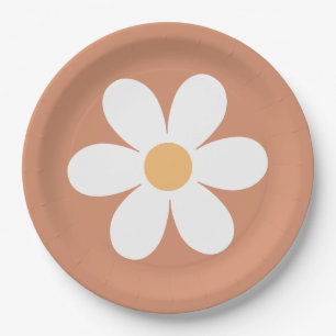 Assiettes En Carton Daisy rétro en terre cuite