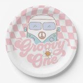 Assiettes En Carton Daisy & Retro Van Pink Super 1er anniversaire (Devant)