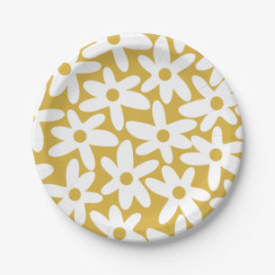 Assiettes En Carton Daisy Time Joli Retro Moderne Fleurs dans la mouta