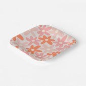 Assiettes En Carton Daisy Time mignon Retro Floral Pattern Orange Rose (Angulaire)