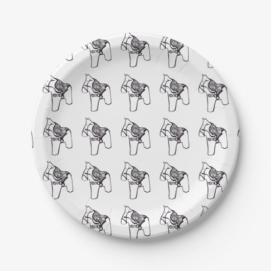 Assiettes En Carton Dala Horse par Julia Persson-Morrill Plaque papier (Devant)