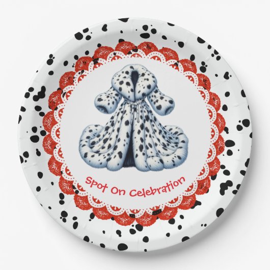 Assiettes En Carton Dalmatie Imprimer Anniversaire | Black and White p (Devant)