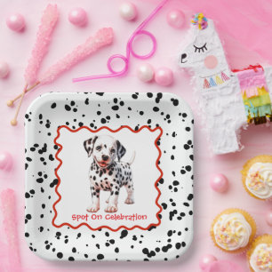 Assiettes En Carton Dalmatie Imprimer Anniversaire Black and White p