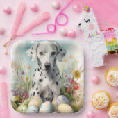 Assiettes En Carton Dalmatien avec oeufs de Pâques (Fête)