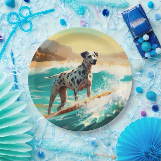 Assiettes En Carton Dalmation Plage Surf Peinture (Fête)