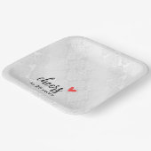 Assiettes En Carton Damas en satin blanc 25e anniversaire (Angulaire)