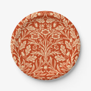 Assiettes En Carton Damas florales Art Nouveau, Mandarin Orange