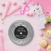 Assiettes En Carton Damas Gris Argent Et Coeur (Fête)