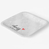 Assiettes En Carton Damas satin blanc 40e anniversaire (Angulaire)