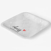 Assiettes En Carton Damas satin blanc 65e anniversaire (Angulaire)