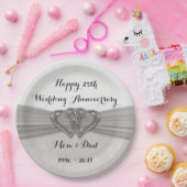Assiettes En Carton Damask 25e anniversaire Mariage Plaques de papier (Fête)