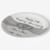Assiettes En Carton Damask 25e anniversaire Mariage Plaques de papier (Angle)