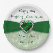 Assiettes En Carton Damask 55e anniversaire Mariage Plaque papier (Devant)
