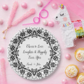 Assiettes En Carton Damask Cheers to Love Rires Occasion Mariage (Fête)