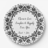 Assiettes En Carton Damask Cheers to Love Rires Occasion Mariage (Devant)