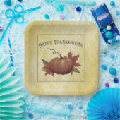 Assiettes En Carton Damask, Citrouille de Thanksgiving | jaune (Fête)