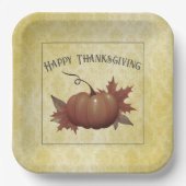 Assiettes En Carton Damask, Citrouille de Thanksgiving | jaune (Recto)