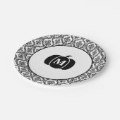 Assiettes En Carton Damask Glam Monogramme Halloween Citrouille (Angle)