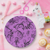 Assiettes En Carton Damask Patch, Purple Damask, Français Damask (Fête)
