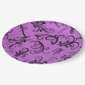 Assiettes En Carton Damask Patch, Purple Damask, Français Damask (Angle)
