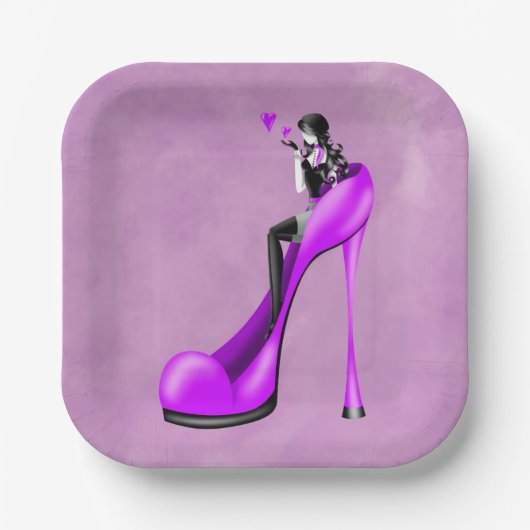 Assiettes En Carton Dame à la mode en plaque de papier Stiletto (Recto)