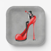 Assiettes En Carton Dame à la mode en plaque de papier Stiletto (Recto)