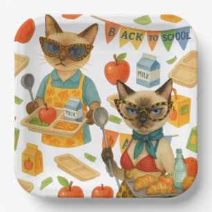 Assiettes En Carton Dame de cantine servant de la nourriture pour la c