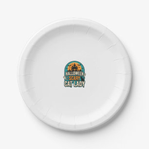 Assiettes En Carton Dame de chat Halloween Épouvantable Maison hantée