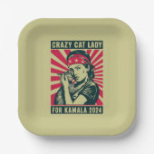 Assiettes En Carton Dame Du Chat Fou Pour Kamala 2024 (Recto)