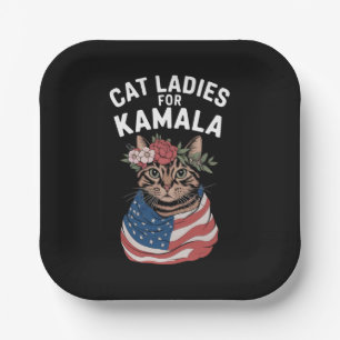 Assiettes En Carton Dames aux Chats Pour l'Élection de Kamala Cat Lady
