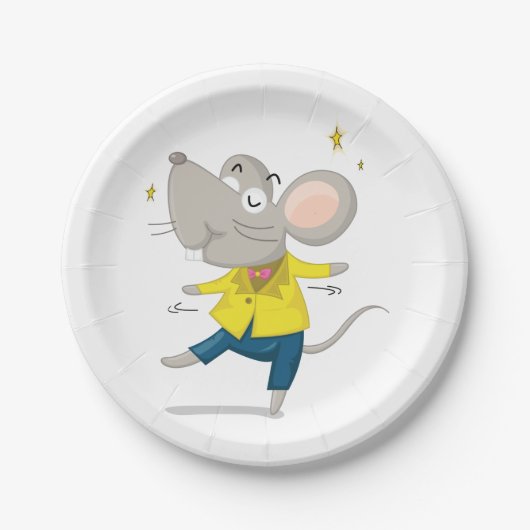 Assiettes En Carton Dancing Mouse In Yellow Paper Plates (Devant)