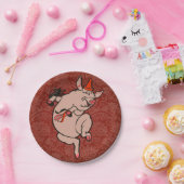 Assiettes En Carton Dancing Pig Antique Cute Danseuse (Fête)