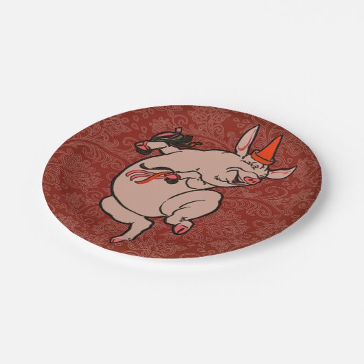 Assiettes En Carton Dancing Pig Antique Cute Danseuse (Angle)