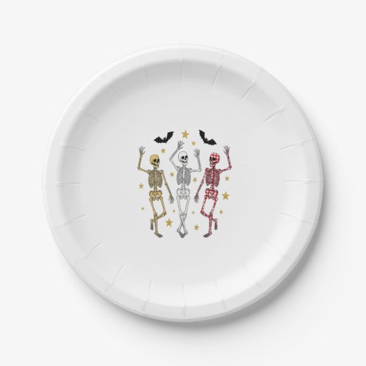 Assiettes En Carton Dancing Skeleton Halloween (Devant)