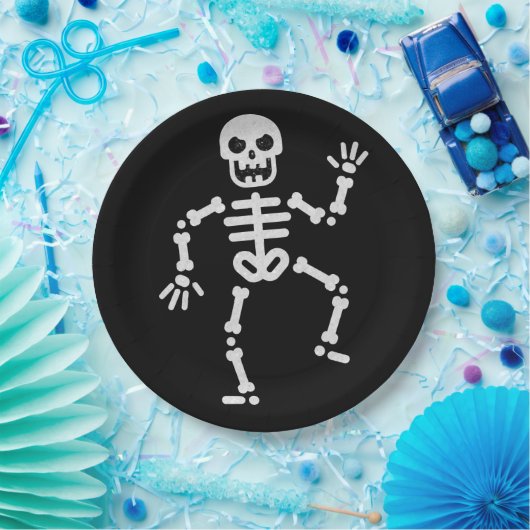 Assiettes En Carton Dancing Skeleton Parties scintillant Halloween (Fête)