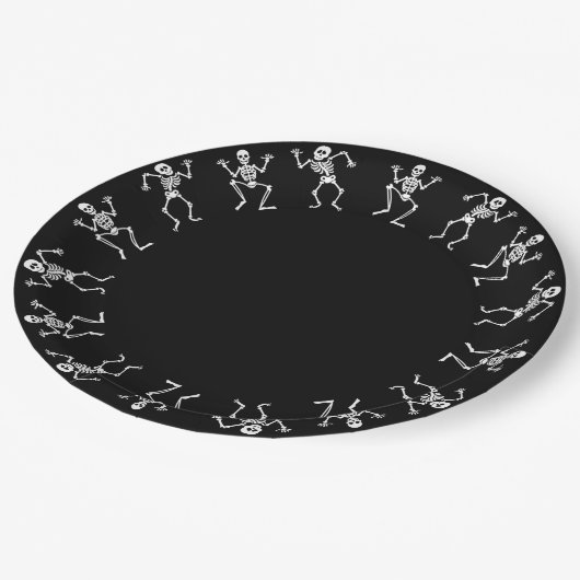 Assiettes En Carton Dancing Skeleton Plaques de papier Halloween (Angle)