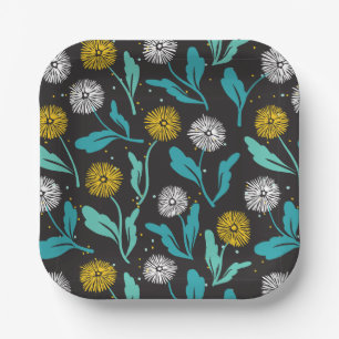 Assiettes En Carton Dandelion de printemps Fleurs et design Feuille