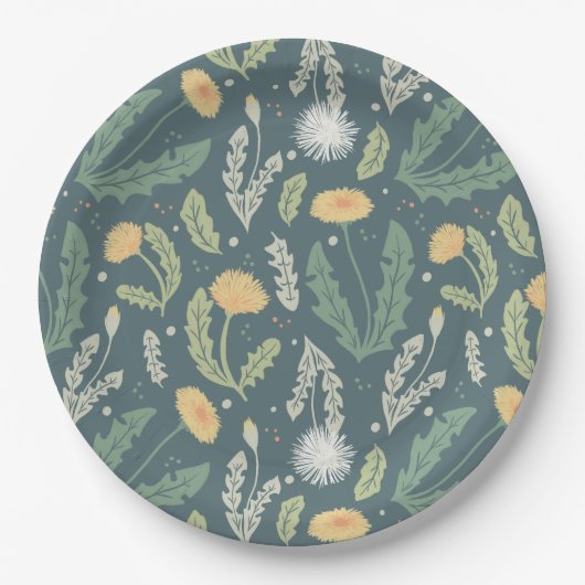 Assiettes En Carton Dandelion Floral Weed Motif (Devant)