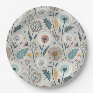 Assiettes En Carton Dandelion Whimsical & Floral Folal Art sans coutur