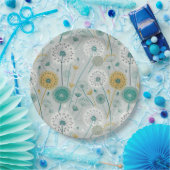 Assiettes En Carton Dandelion Whimsical - Jaune, Blanc & Turquoise (Fête)