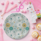 Assiettes En Carton Dandelion Whimsical - Jaune, Blanc & Turquoise (Fête)