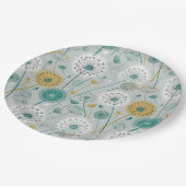 Assiettes En Carton Dandelion Whimsical - Jaune, Blanc & Turquoise (Angle)