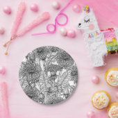 Assiettes En Carton Dandelions, black and white (Fête)