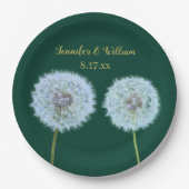 Assiettes En Carton Dandelions, Dandelion Horloges Vert Personnalisé (Devant)