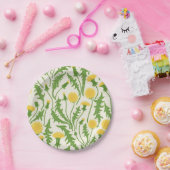 Assiettes En Carton Dandelions, vert, jaune et blanc (Fête)